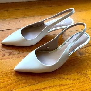Zara white kitten heel sling back